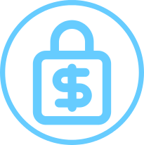 Fixed annuity circle icon with padlock